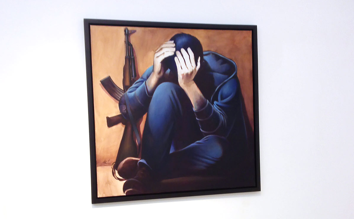 لوحة "كلاشنيكوف" للفنان التشكيلي مصطفى بلقاضي